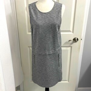 Talula Grey Dress Sleeveless Round Neck Zipper Front Pockets Size L